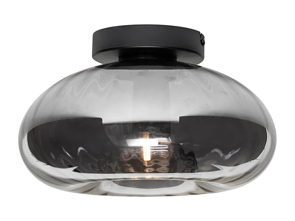 Plafonnier Art déco noir avec verre fumé - Ayesha