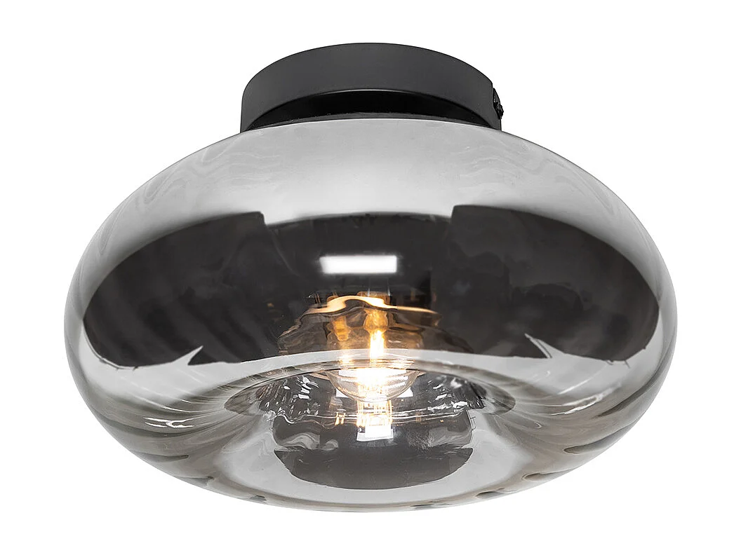 Plafonnier Art déco noir avec verre fumé - Ayesha