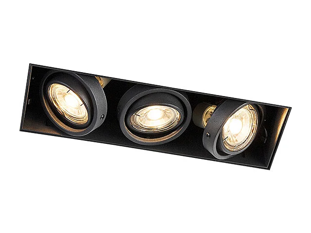 Spot encastré noir orientable et rotatif sans bordure 3 lumières - Oneon