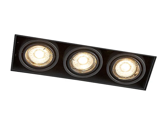 Spot encastré noir orientable et rotatif sans bordure 3 lumières - Oneon