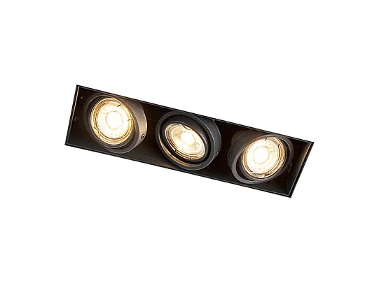 Spot encastré noir orientable et rotatif sans bordure 3 lumières - Oneon