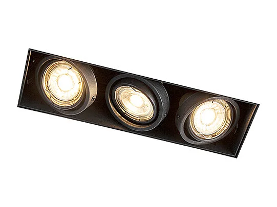 Spot encastré noir orientable et rotatif sans bordure 3 lumières - Oneon