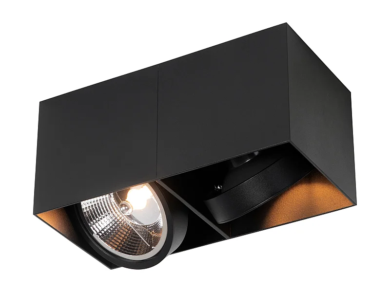 Spot design noir rectangulaire AR111 2 lumières - Box