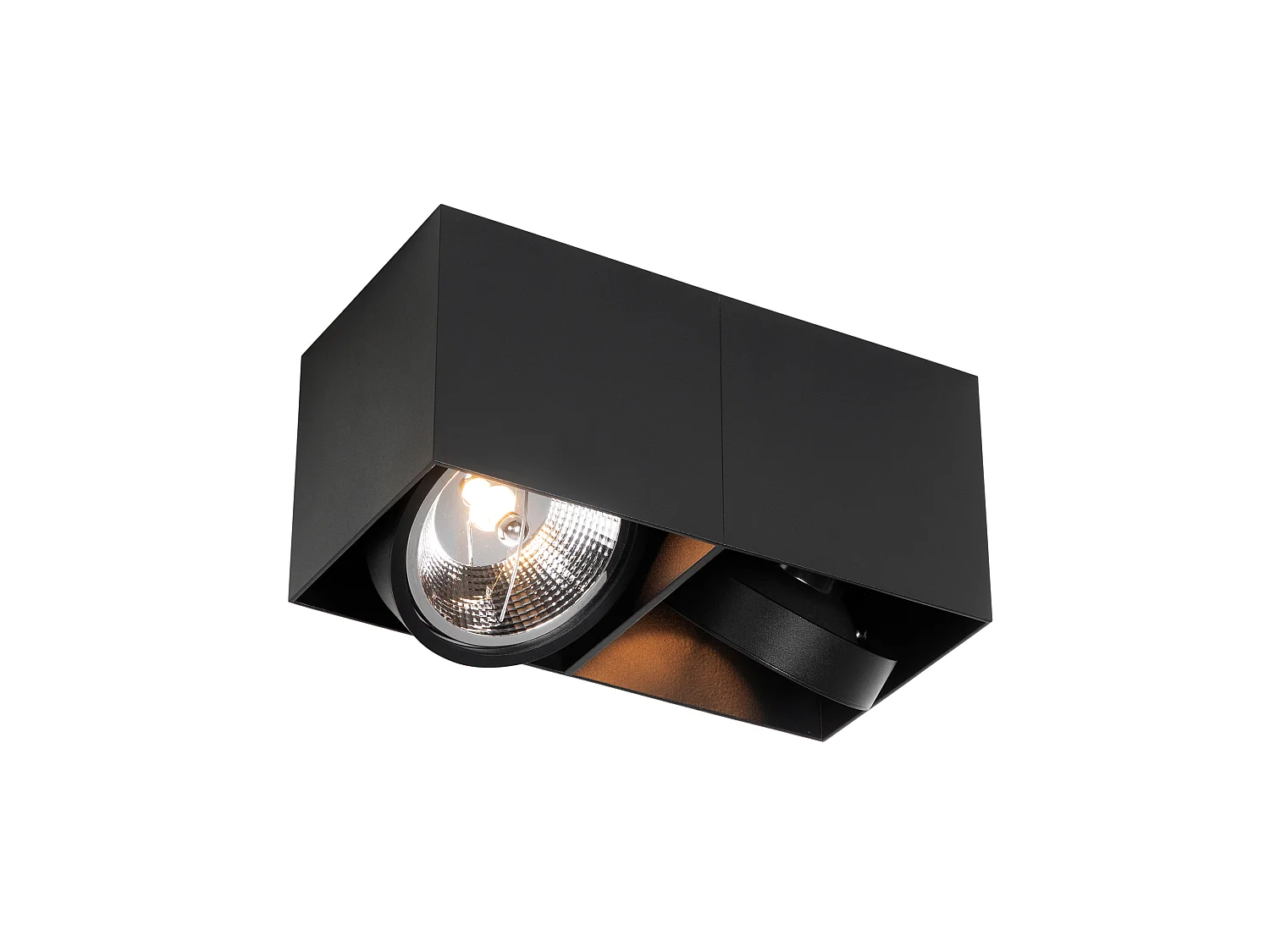 Spot design noir rectangulaire AR111 2 lumières - Box