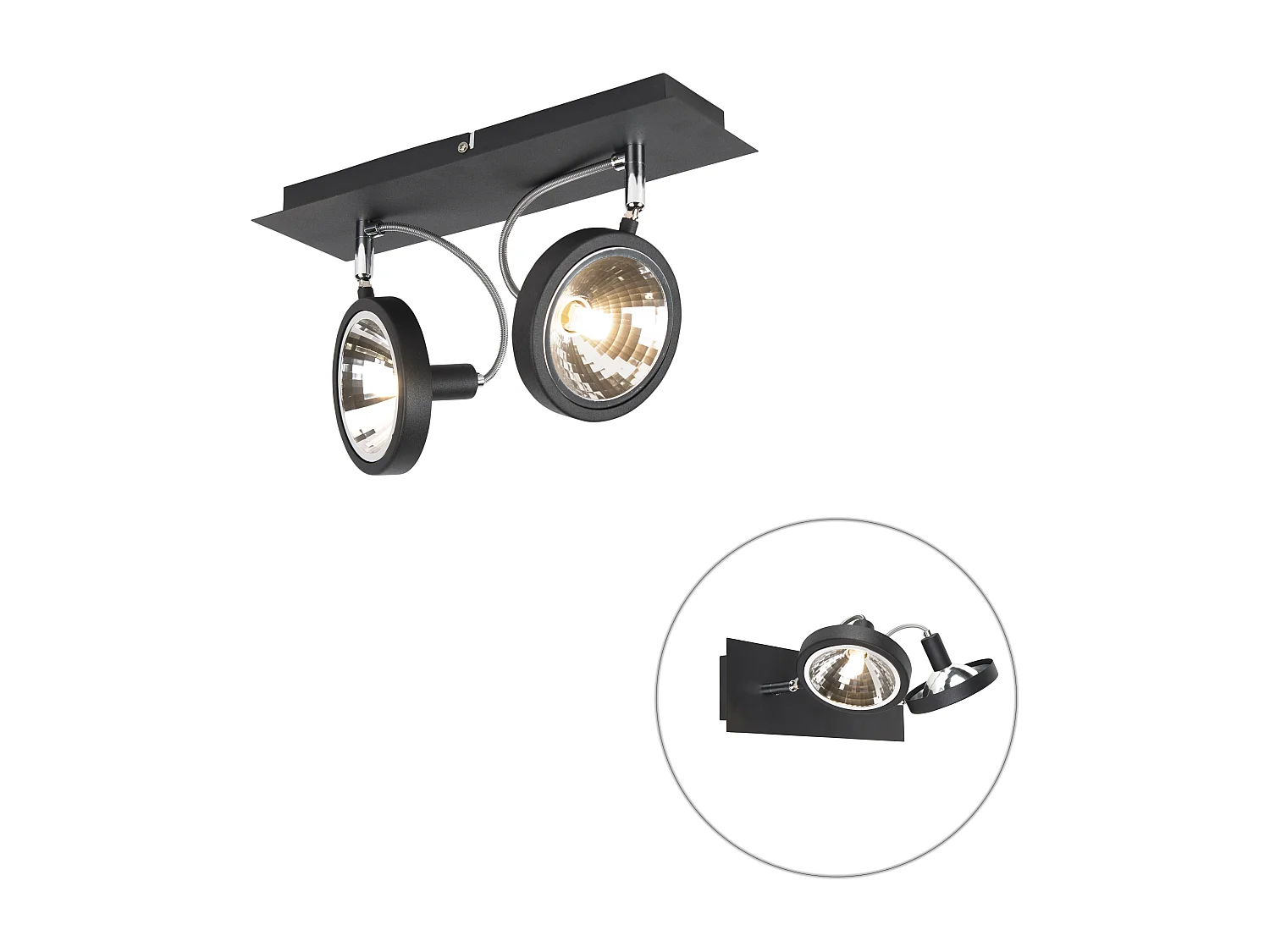 Spot design noir à 2 lumières ajustable - Nox