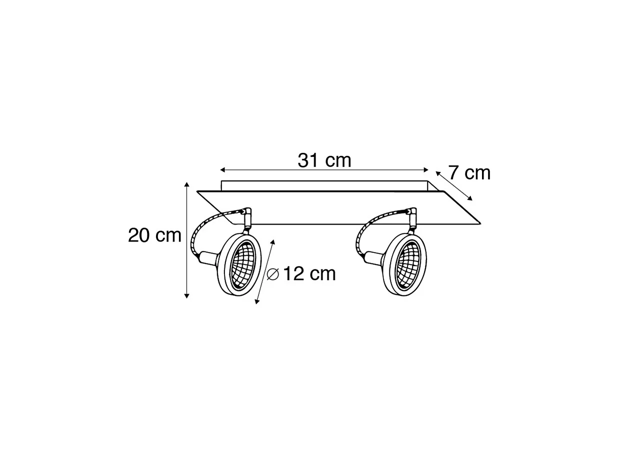 Spot design noir à 2 lumières ajustable - Nox