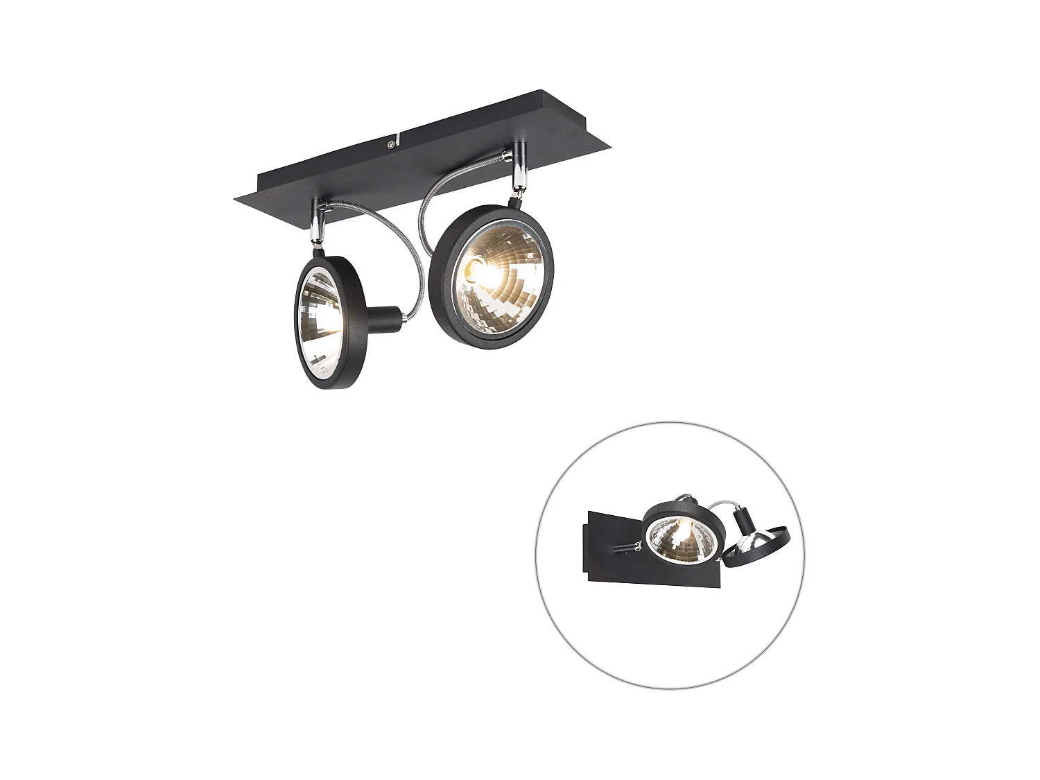 Spot design noir à 2 lumières ajustable - Nox