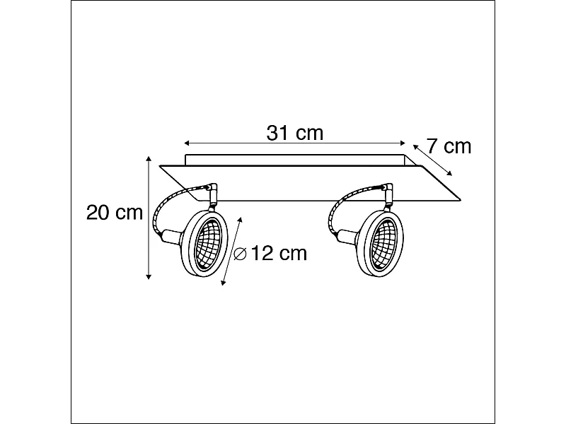Spot design noir 2 lumières orientable - Nox