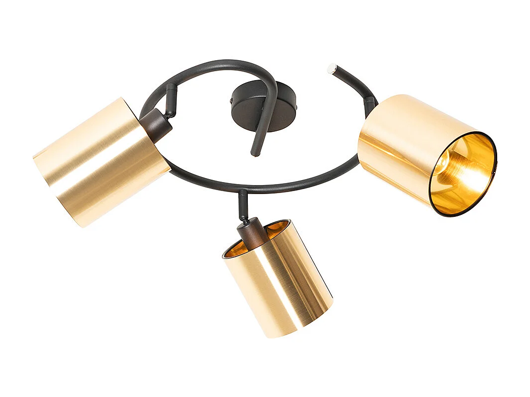 Plafonnier moderne noir avec or 3 lumières - Lofty