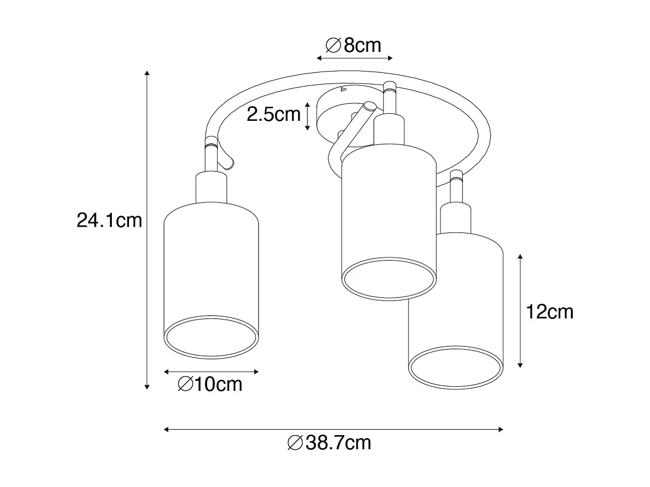 Plafonnier moderne noir avec or 3 lumières - Lofty