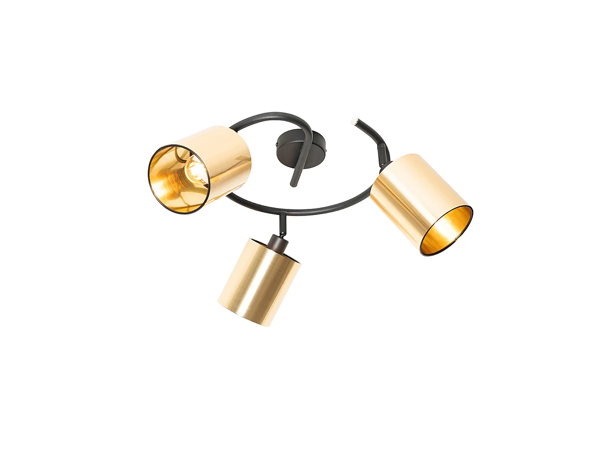 Plafonnier moderne noir et or 3 lumières - Lofty
