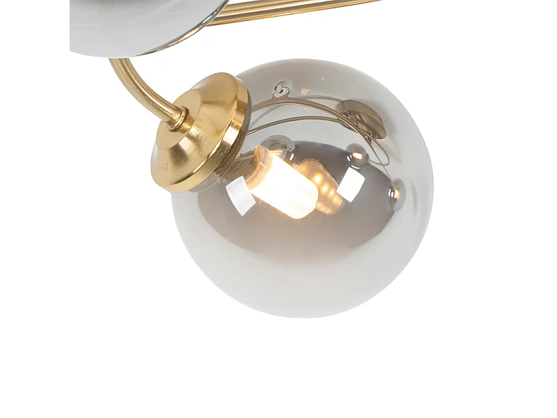 Plafonnier moderne doré 4 lumières avec verre fumé - Athènes