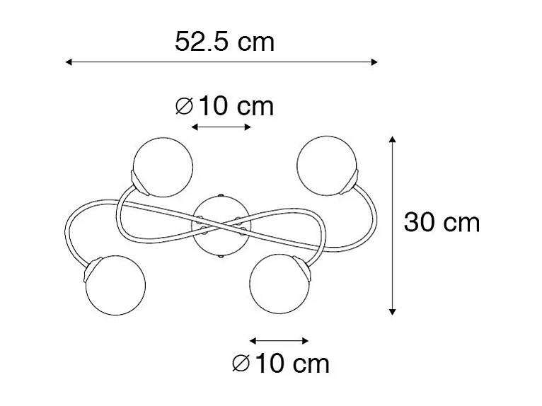 Plafonnier moderne doré 4 lumières avec verre fumé - Athènes
