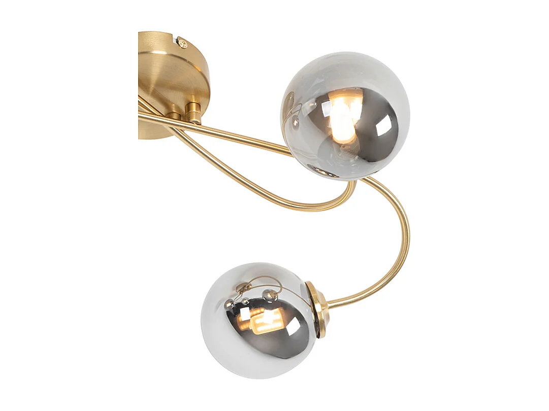 Plafonnier moderne doré 4 lumières avec verre fumé - Athènes