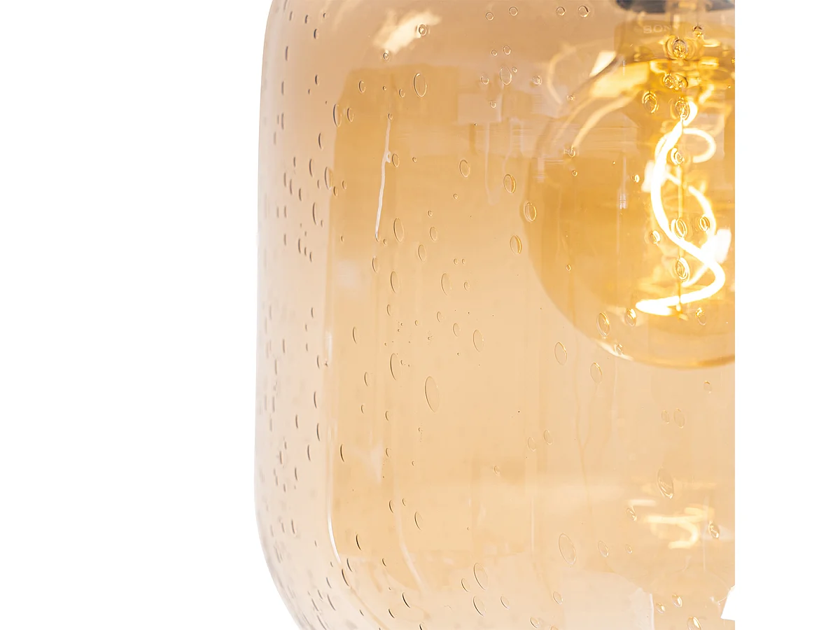 Plafonnier design laiton et verre ambré - Zuzanna