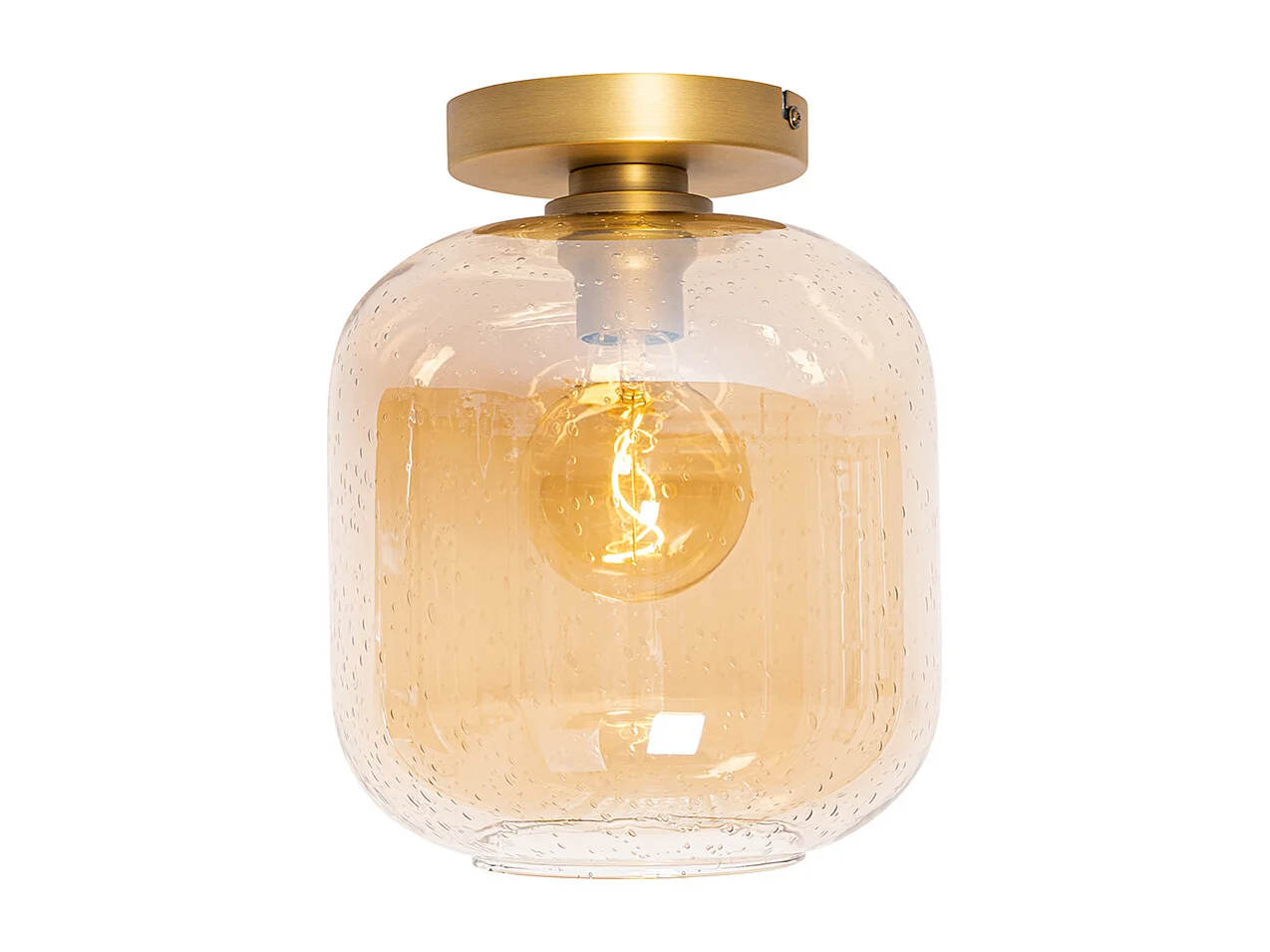 Plafonnier design en laiton et verre ambré - Zuzanna