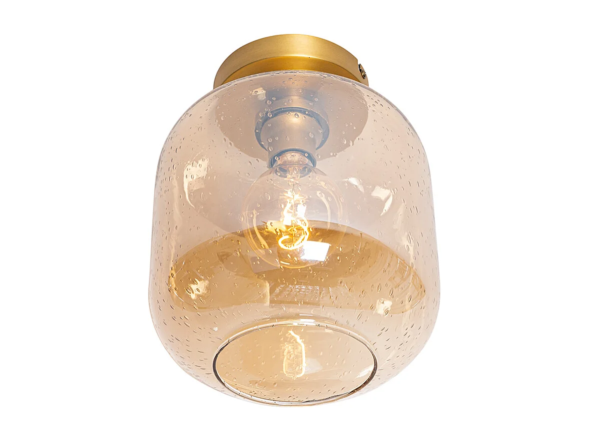 Plafonnier design en laiton et verre ambré - Zuzanna