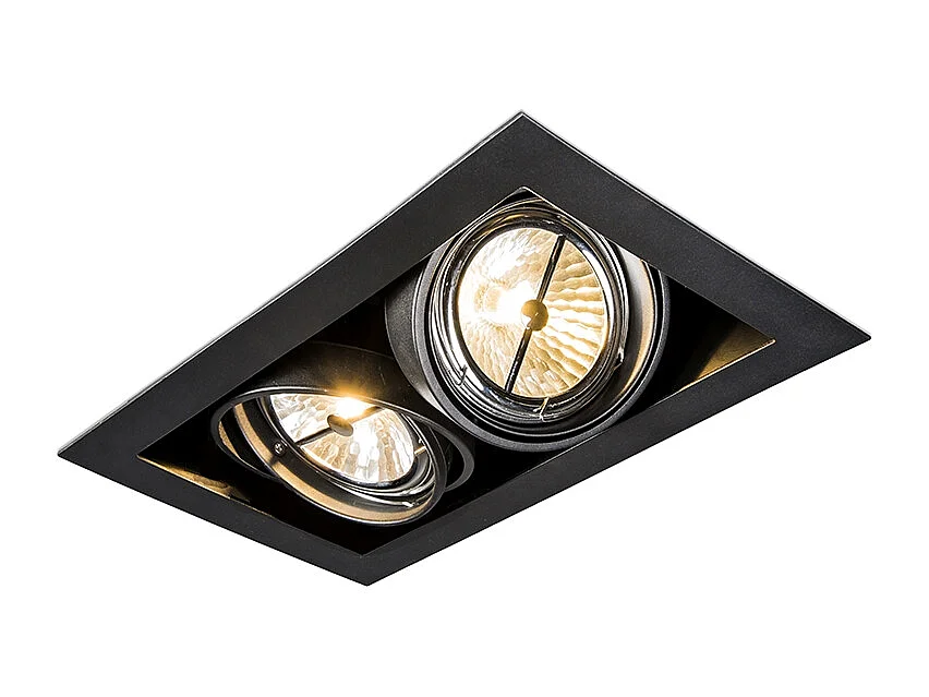 Spot encastré noir orientable AR111 2 lumières - Oneon