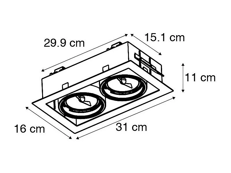 Spot encastré noir orientable AR111 2 lumières - Oneon