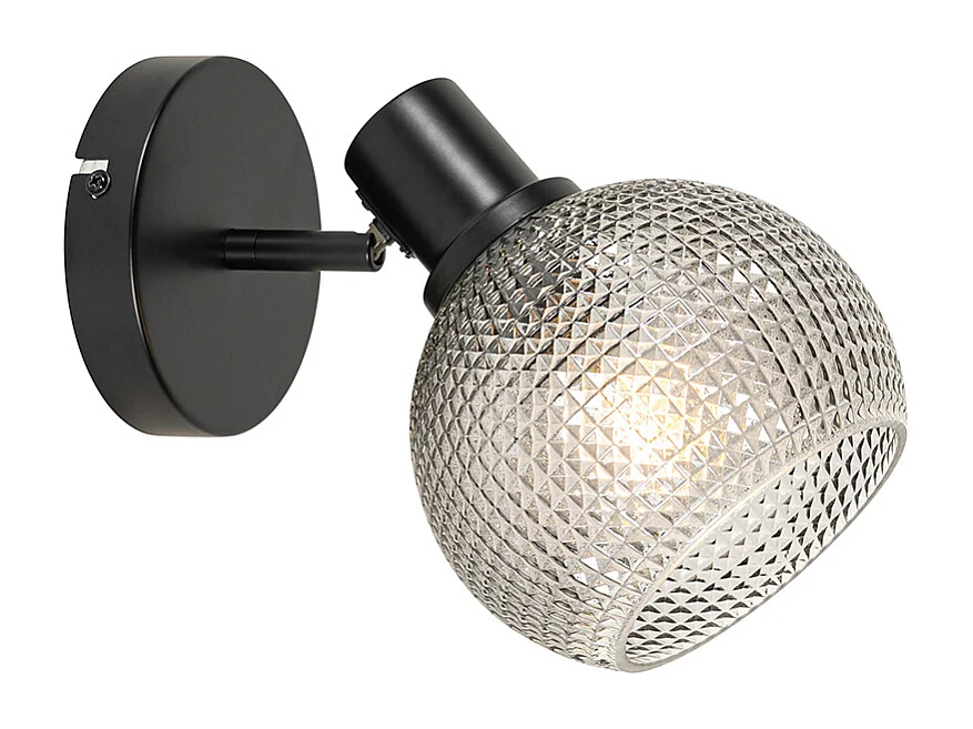 Spot design noir avec verre fumé - Chico