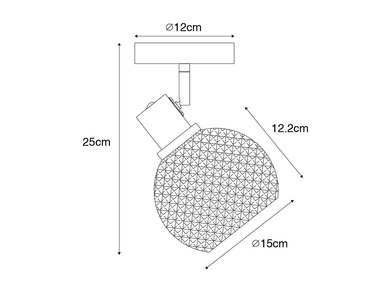 Spot design noir avec verre fumé - Chico