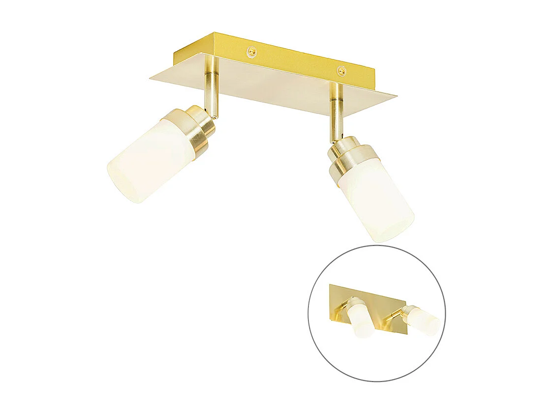 Spot salle de bain moderne laiton 2 lumières IP44 - Japie