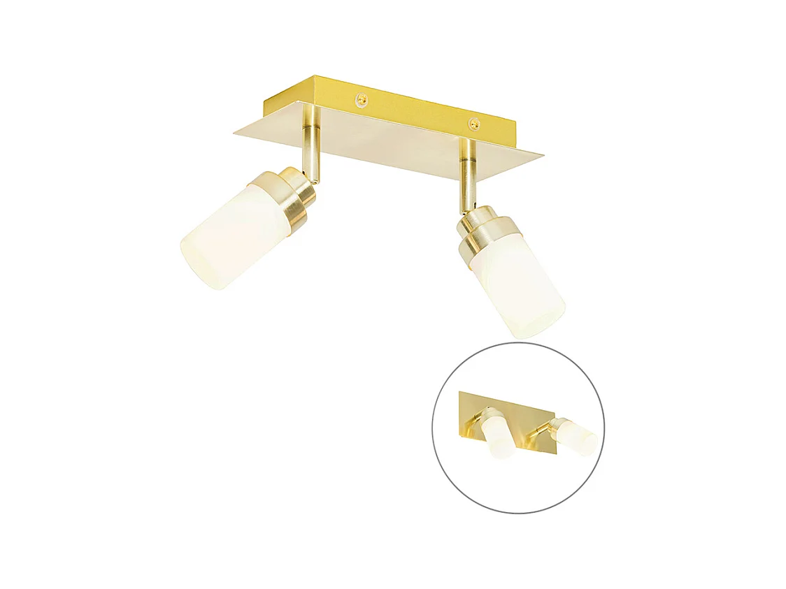Spot salle de bain moderne laiton 2 lumières IP44 - Japie