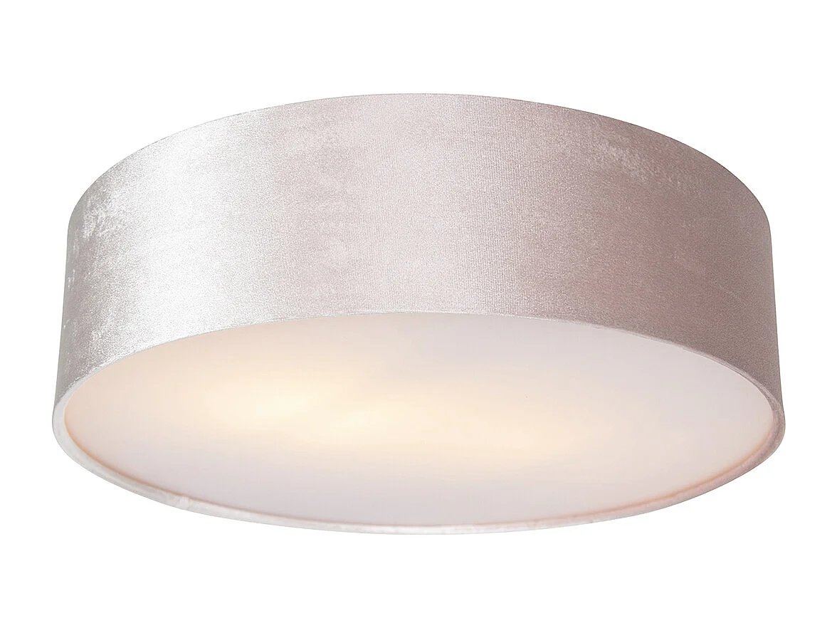 Plafonnier moderne rose 40 cm avec intérieur doré - Drum