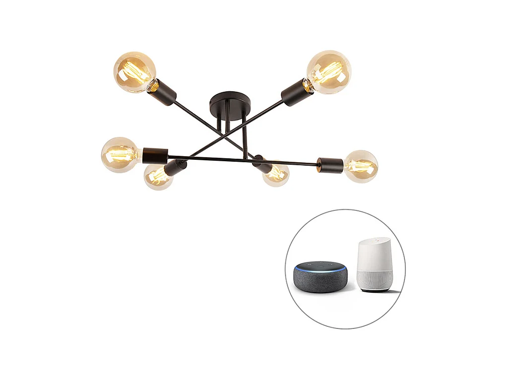 Plafonnier intelligent noir 6 lumières avec Wifi G95 - Sydney Bondi