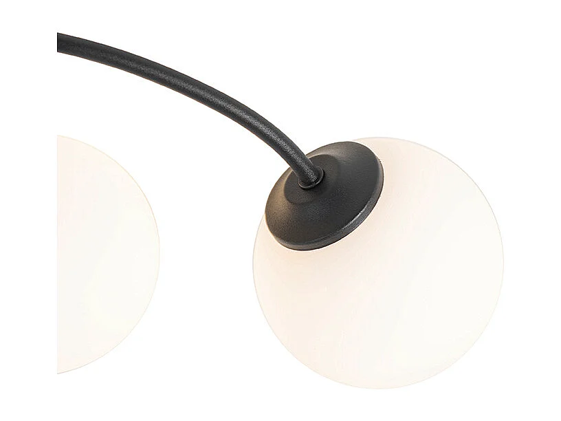 Plafonnier moderne noir avec verre opale 6 lumières - Athènes