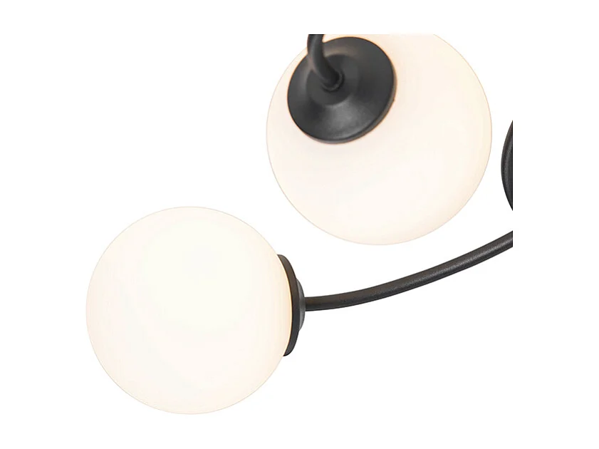 Plafonnier moderne noir avec verre opale 6 lumières - Athènes