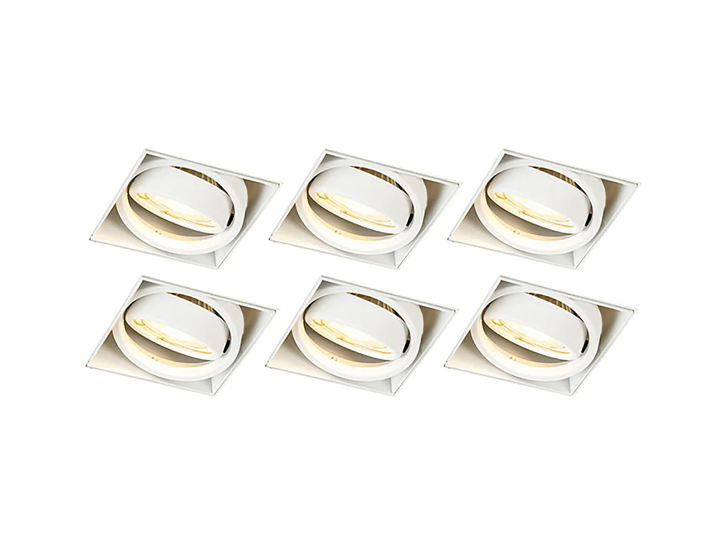 Lot de 6 spots encastrés blancs GU10 orientables sans bordure - Oneon