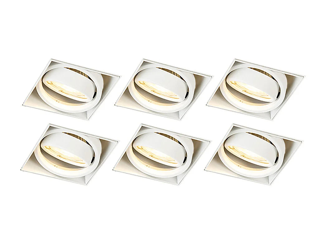 Lot de 6 spots encastrés blancs GU10 orientables sans bordure - Oneon