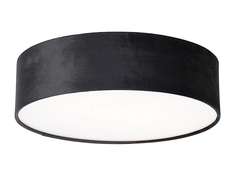Plafonnier noir 40 cm intérieur doré - Drum