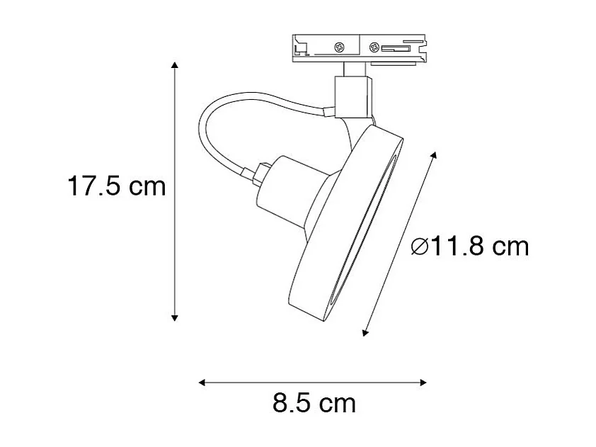 Rail spot monophasé noir - Go