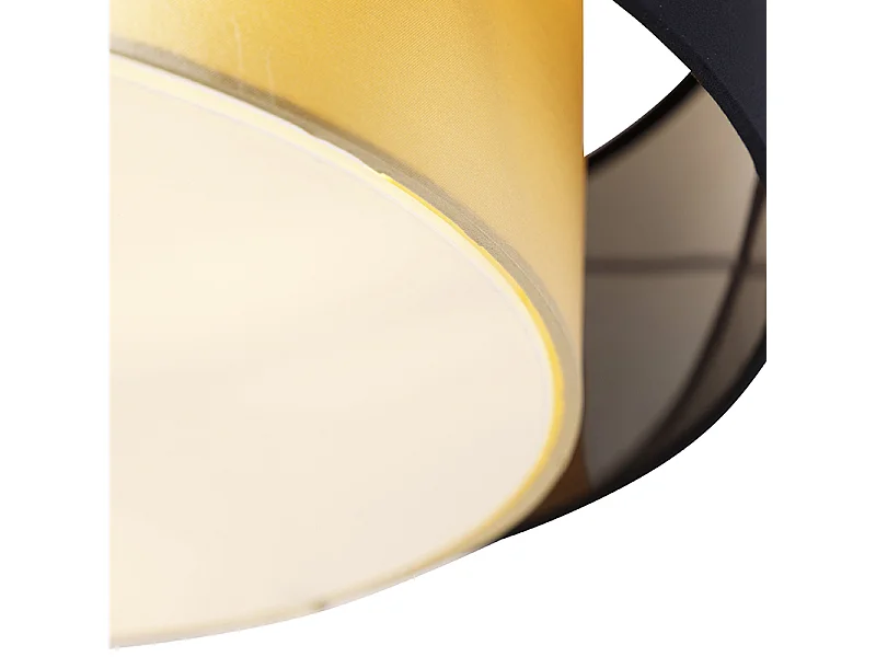 Plafonnier moderne noir avec or 50 cm 3 lumières - Drum Duo