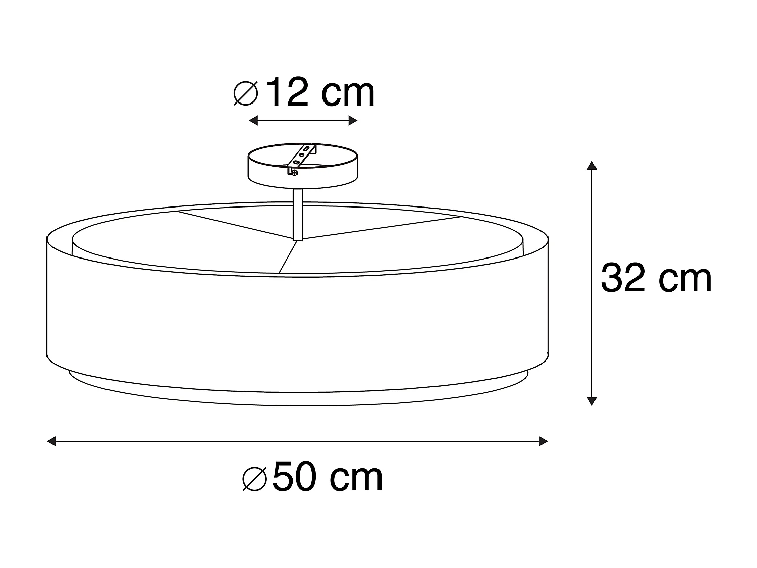 Plafonnier moderne noir avec or 50 cm 3 lumières - Drum Duo
