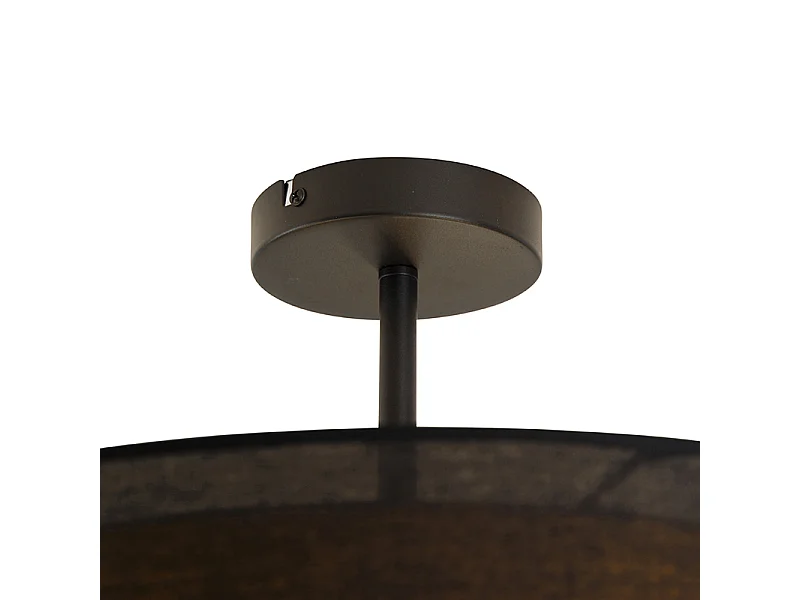 Plafonnier moderne noir avec or 50 cm 3 lumières - Drum Duo