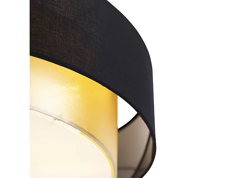 Plafonnier moderne noir avec or 50 cm 3 lumières - Drum Duo