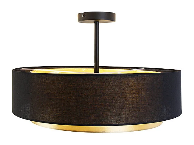 Plafonnier moderne noir avec or 50 cm 3 lumières - Drum Duo