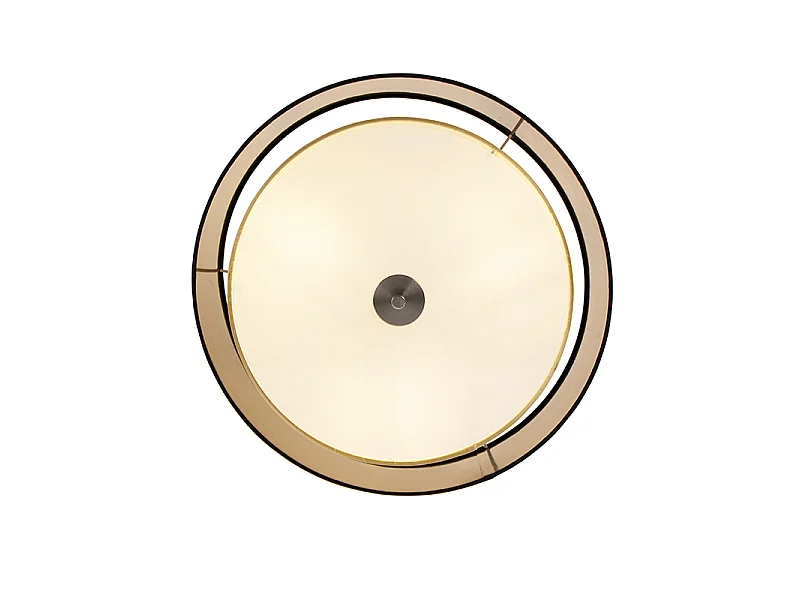 Plafonnier moderne noir avec or 50 cm 3 lumières - Drum Duo