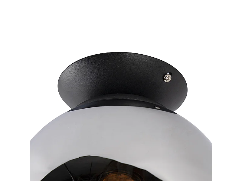 Plafonnier Art Déco noir avec miroir fumé - Pallon