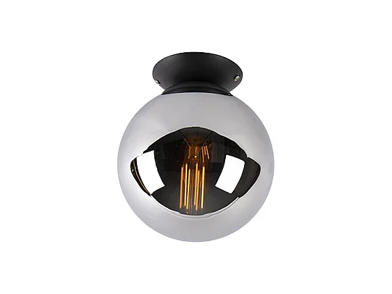 Plafonnier Art Déco noir avec miroir fumé - Pallon