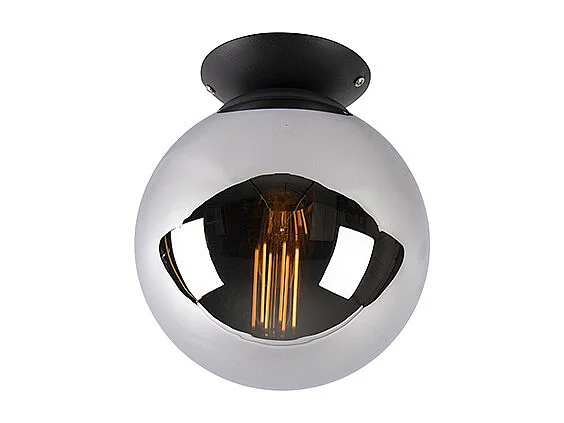 Plafonnier Art Déco noir avec verre fumé - Pallon