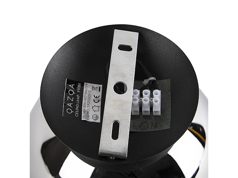 Plafonnier Art Déco noir avec verre fumé - Pallon