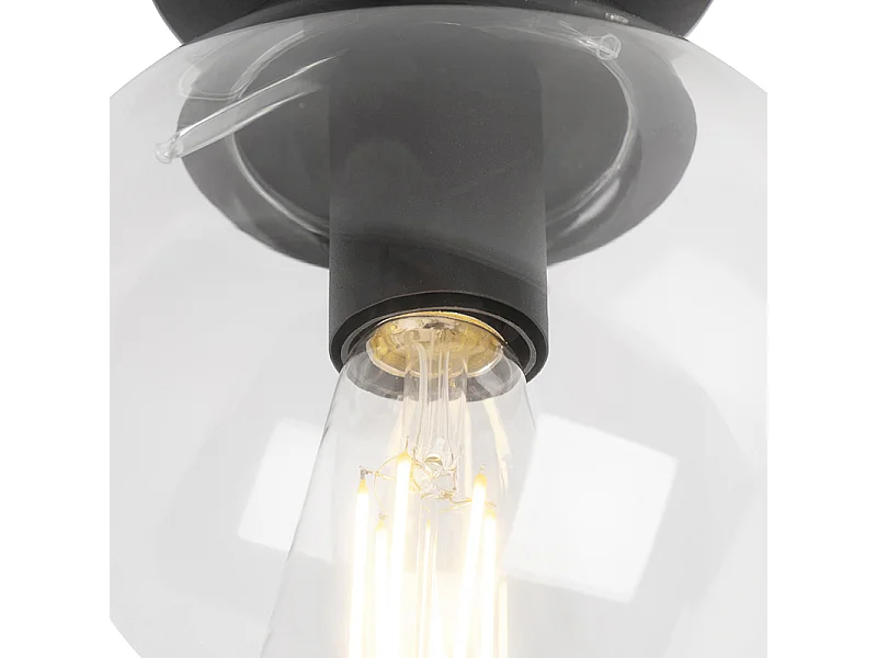 Plafonnier Art Déco noir avec verre transparent - Pallon