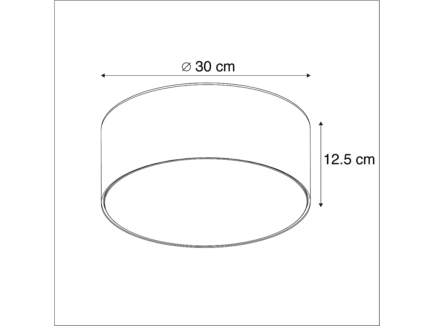 Plafonnier noir 30 cm avec LED - Drum LED