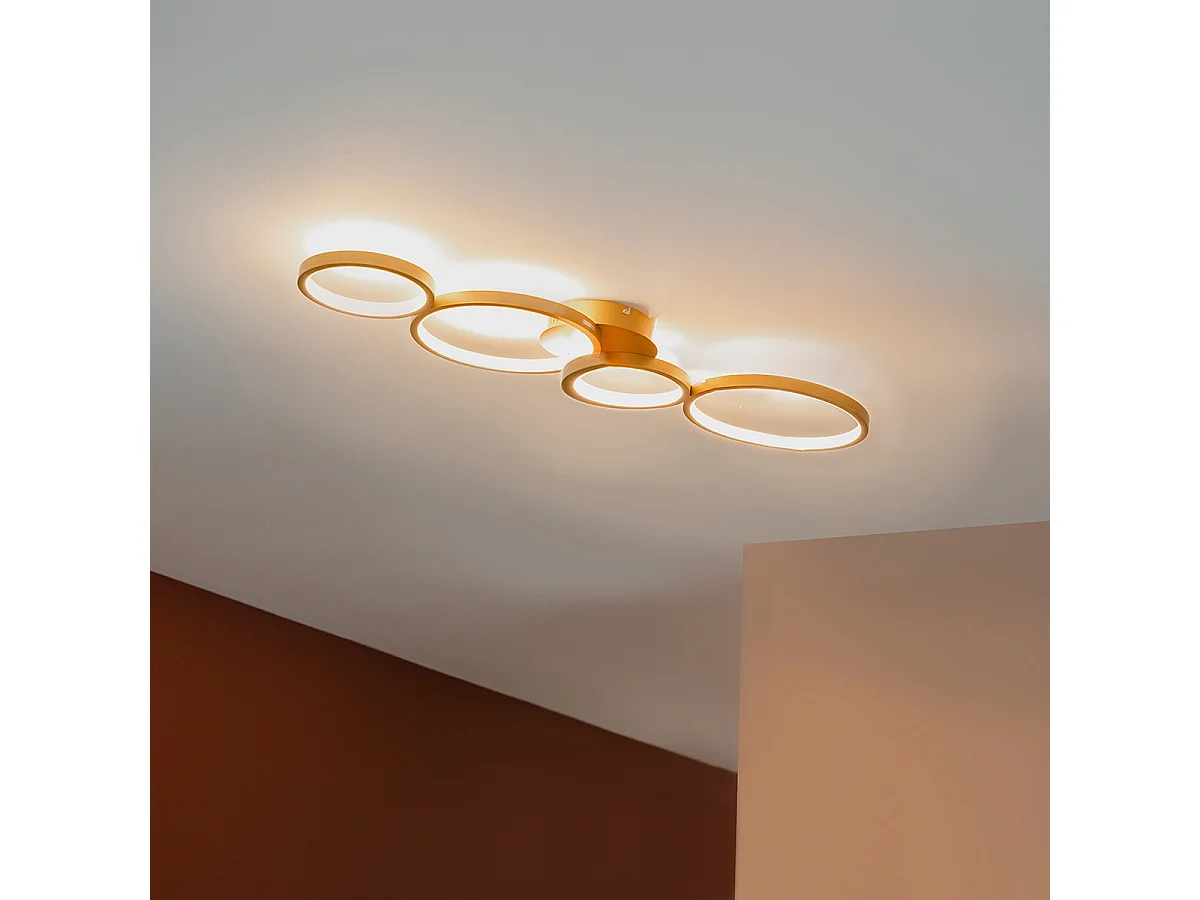 Plafonnier doré avec LED dimmable en 3 étapes 4 lumières - Lupolo