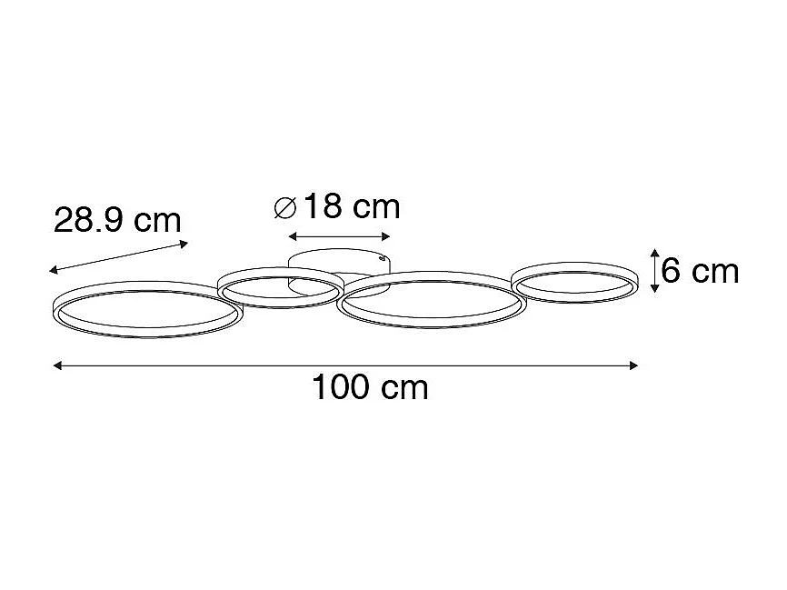 Plafonnier doré avec LED dimmable en 3 étapes 4 lumières - Lupolo
