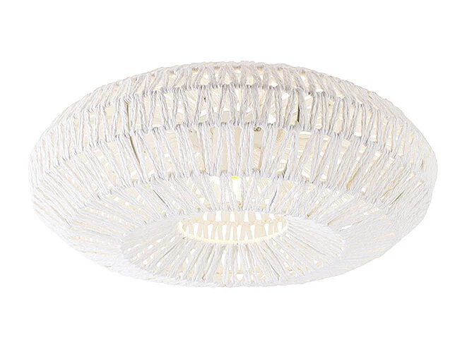 Plafonnier rétro corde blanche rond - Lina